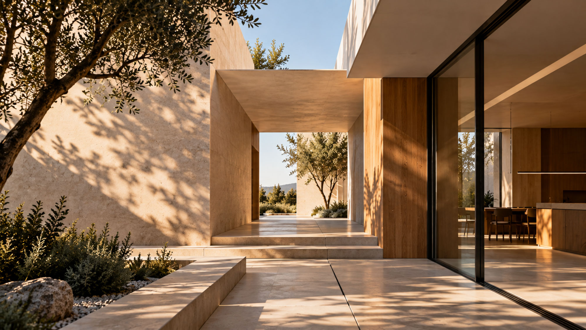 Cortile-minimalista-tra-pietra-e-vetro